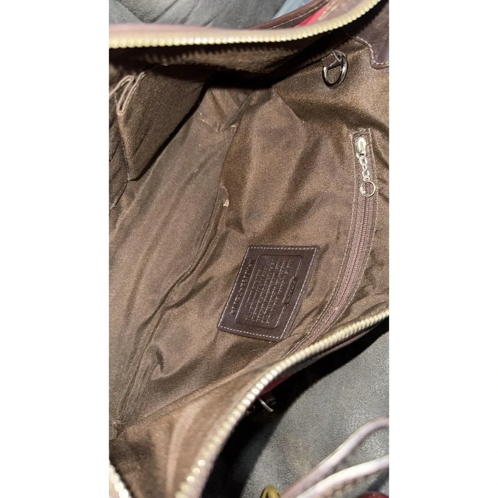 Coach Red And Brown Hobo vintage Y2K Signature C Jacquard